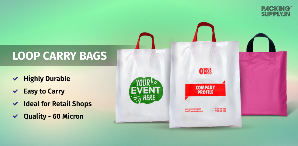 Custom Printed Plastic Carry Bags & D Cut Carrier Bags Online For Retail  and Merchandise Store